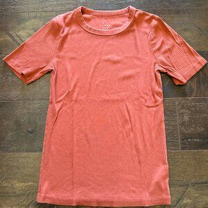 Women's Ribbed Orange T-Shirt
